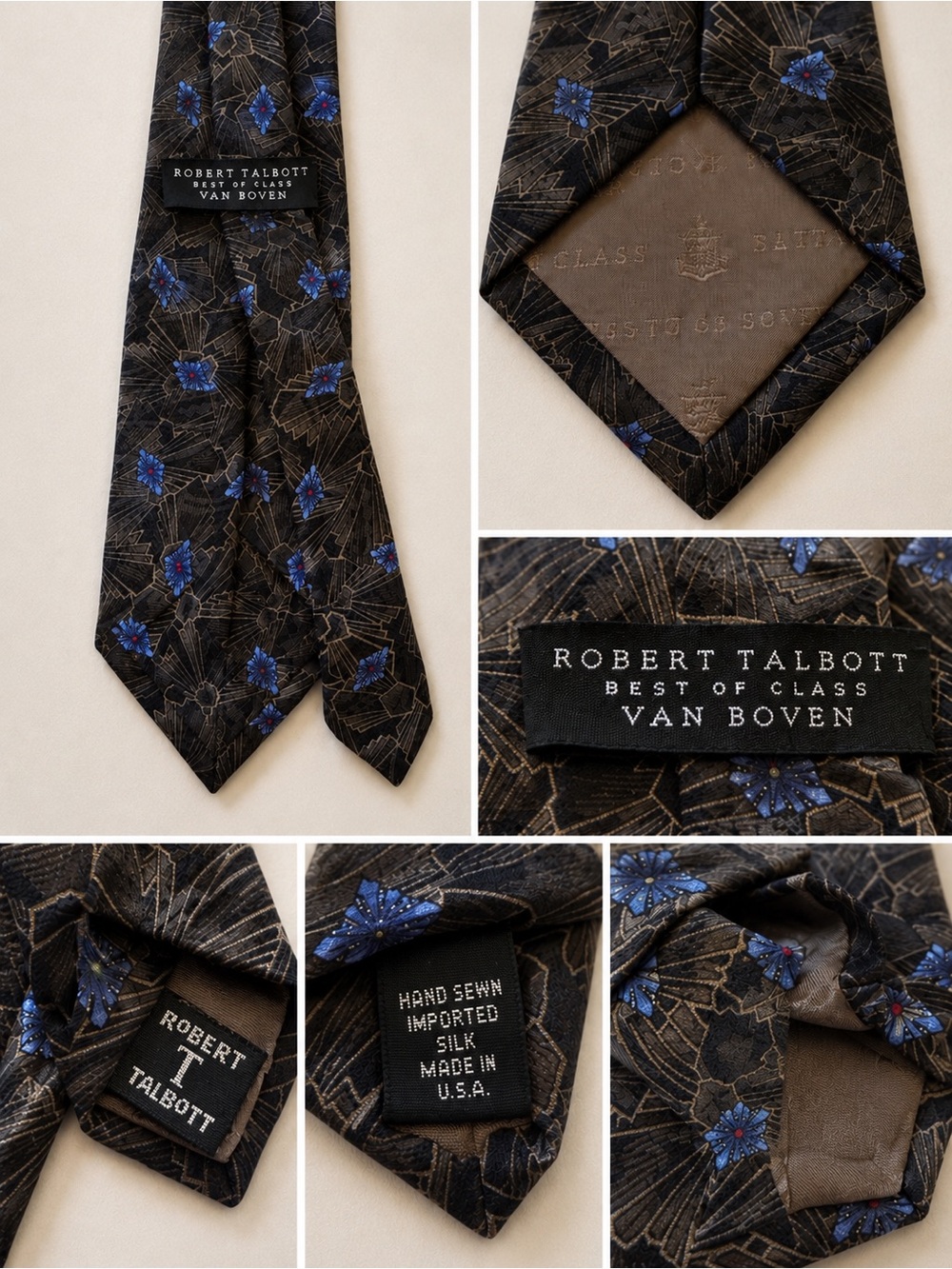 Robert Talbott Best Of Class Van Boven Floral 100% Silk Tie Made USA